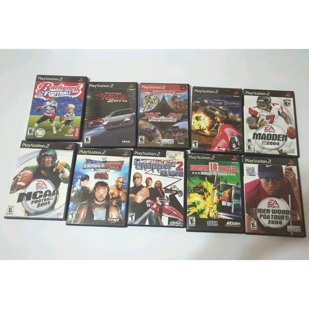 Sony PlayStation 2 PS2 Game Lot Woods Madden Racer Chopper Smack Down Football